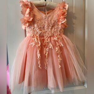 Peach Floral Embellished Dress